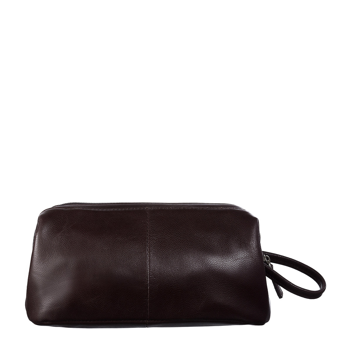 EnzoDesign Brown Cowhide Leather Toiletry Bag