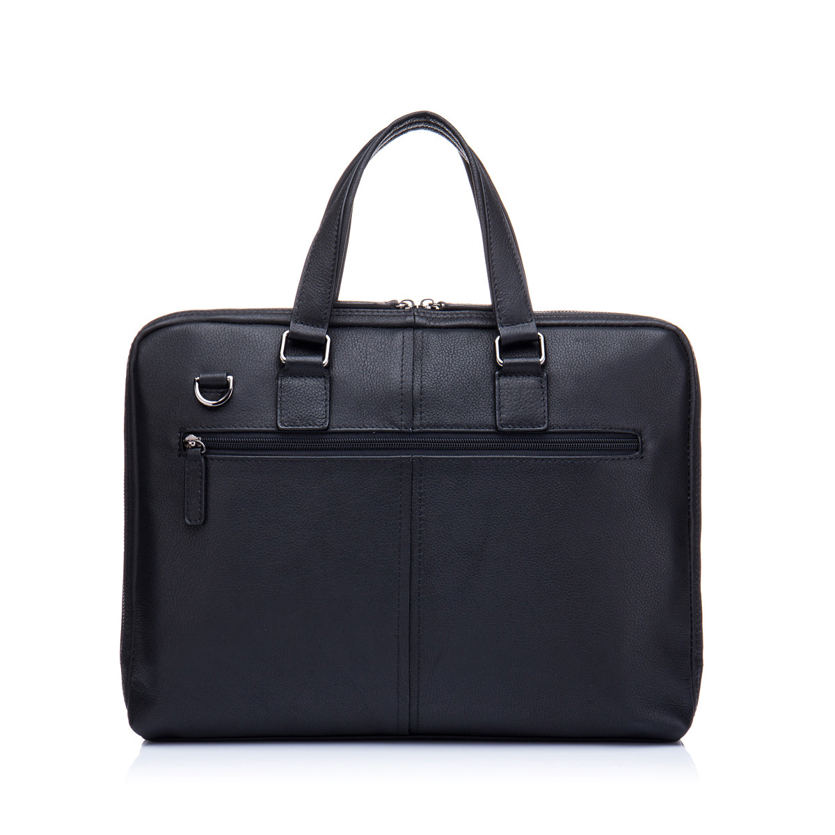 EnzoDesign Men's Urban Black Pebble Grained Leather 14" Laptop Soft Slim Brief