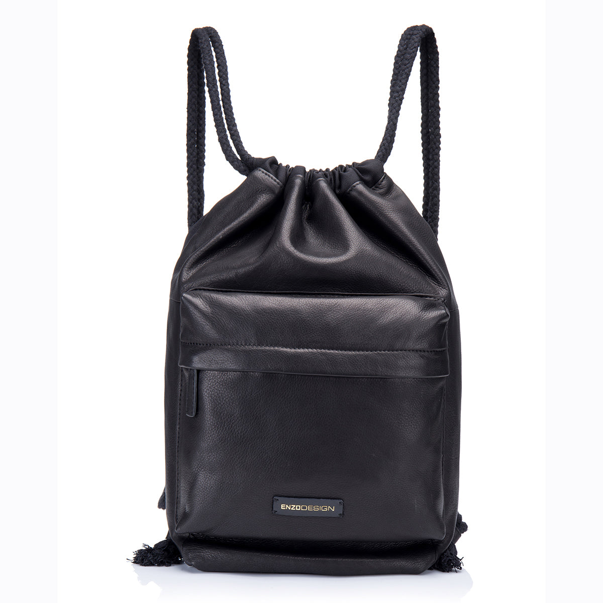 EnzoDesign Unisex Leather Drawstring Cinch Backpack