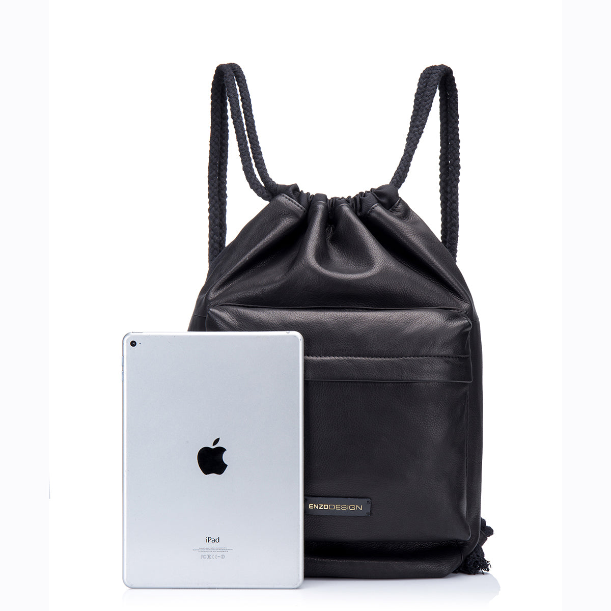 EnzoDesign Unisex Leather Drawstring Cinch Backpack