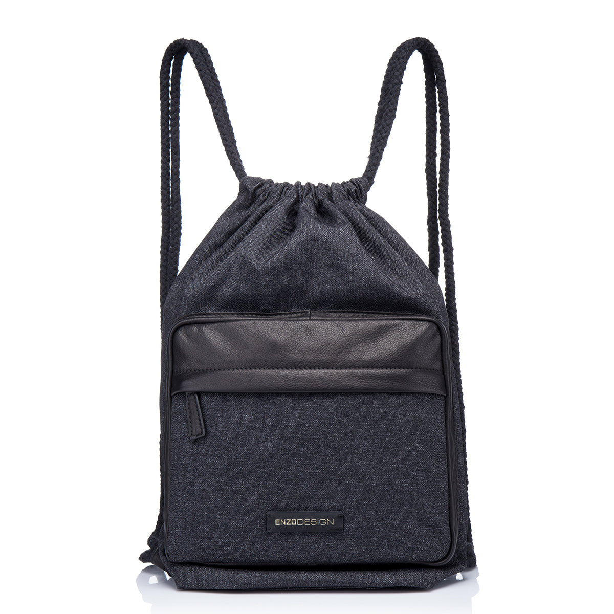 EnzoDesign Unisex Canvas Leather Drawstring Cinch Backpack