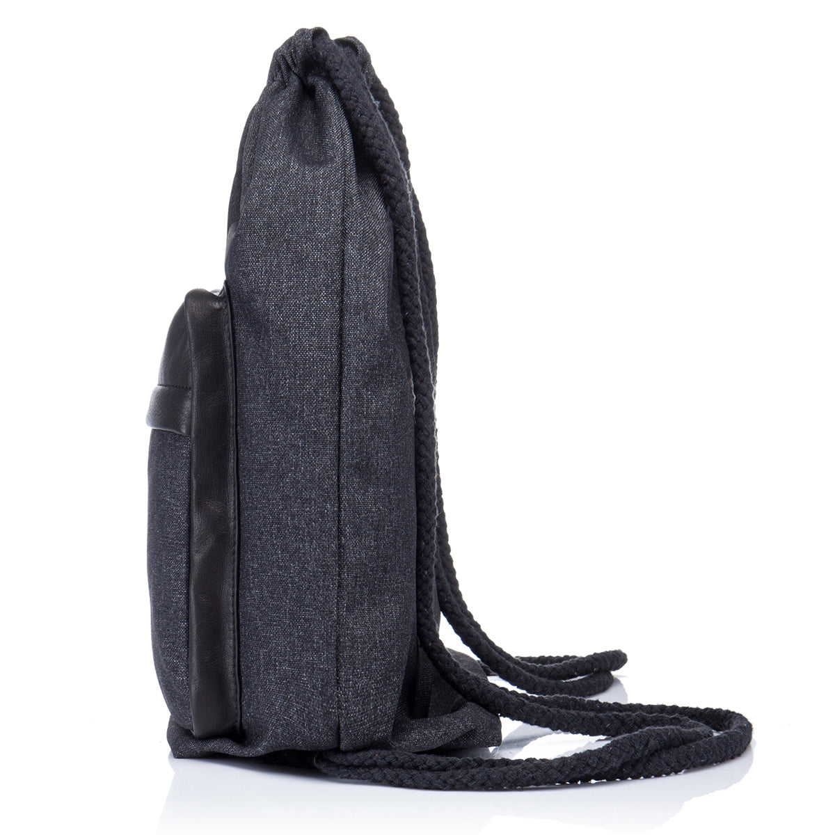 EnzoDesign Unisex Canvas Leather Drawstring Cinch Backpack