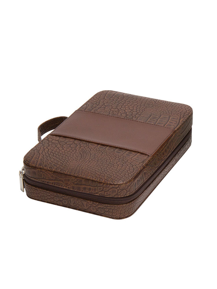 DELUXE CROC LEATHER COSMETIC CASE