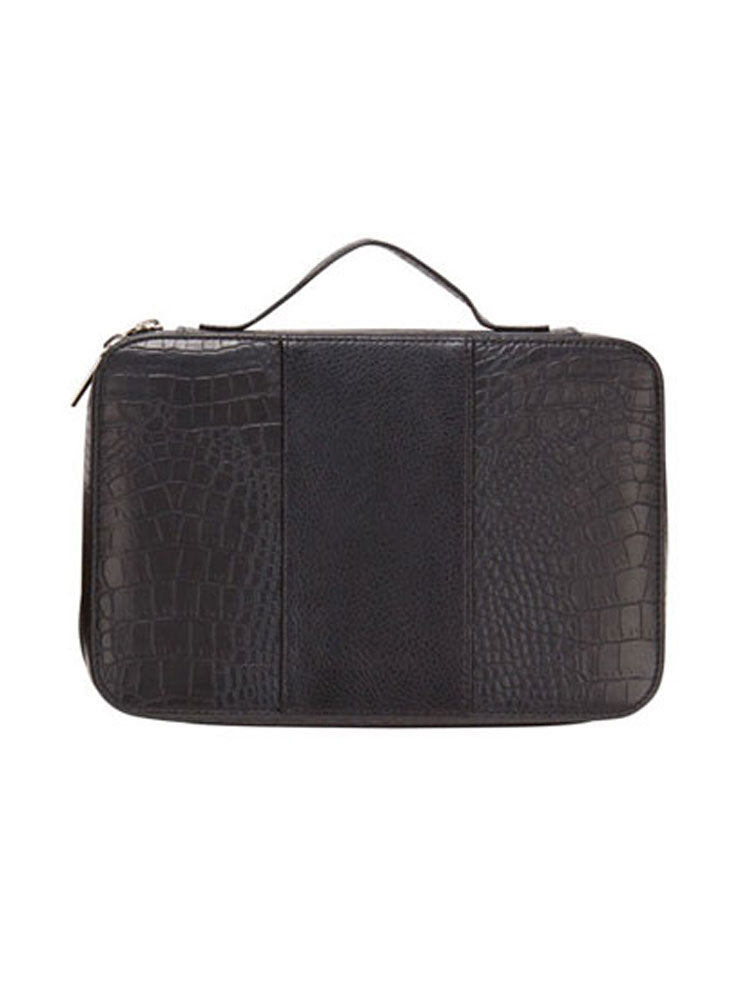 DELUXE CROC LEATHER COSMETIC CASE