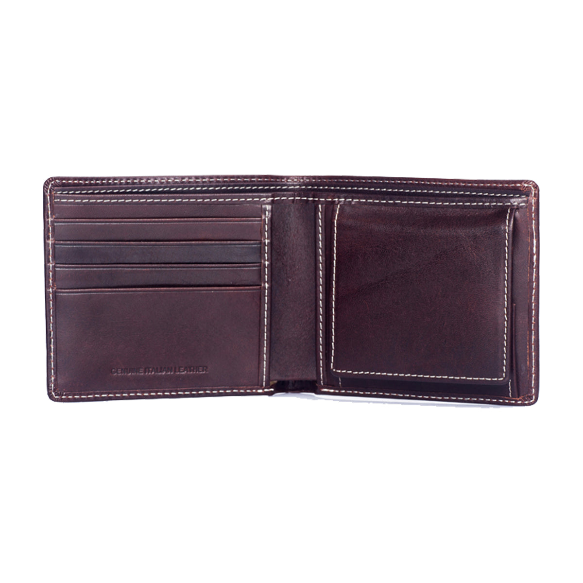 EnzoDesign Brown Leather Wallet w/ Coin Box