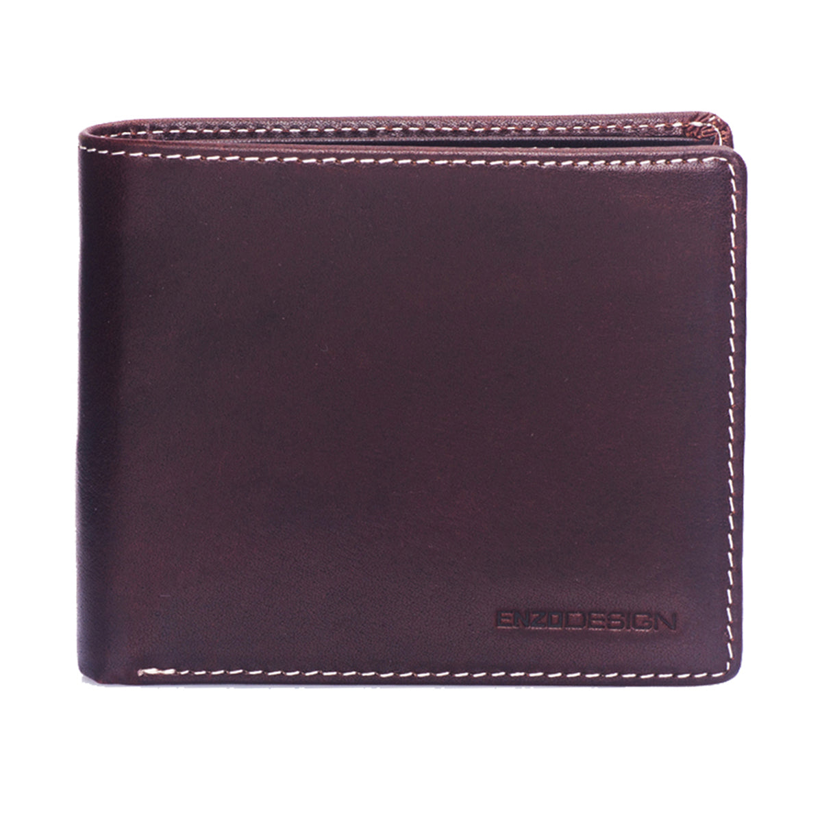EnzoDesign Brown Leather Wallet w/ Coin Box