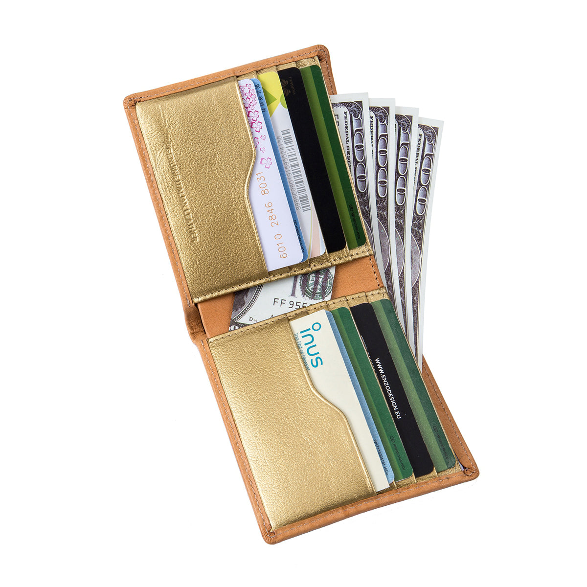 EnzoDesign Tan / Gold Cowhide Leather Wallet
