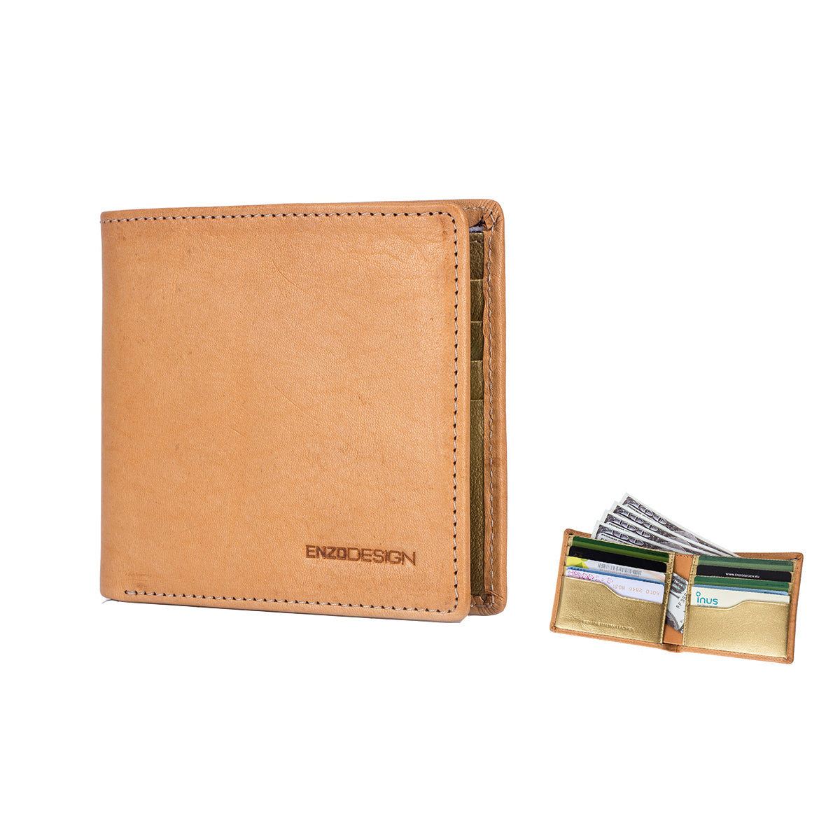 EnzoDesign Tan / Gold Cowhide Leather Wallet