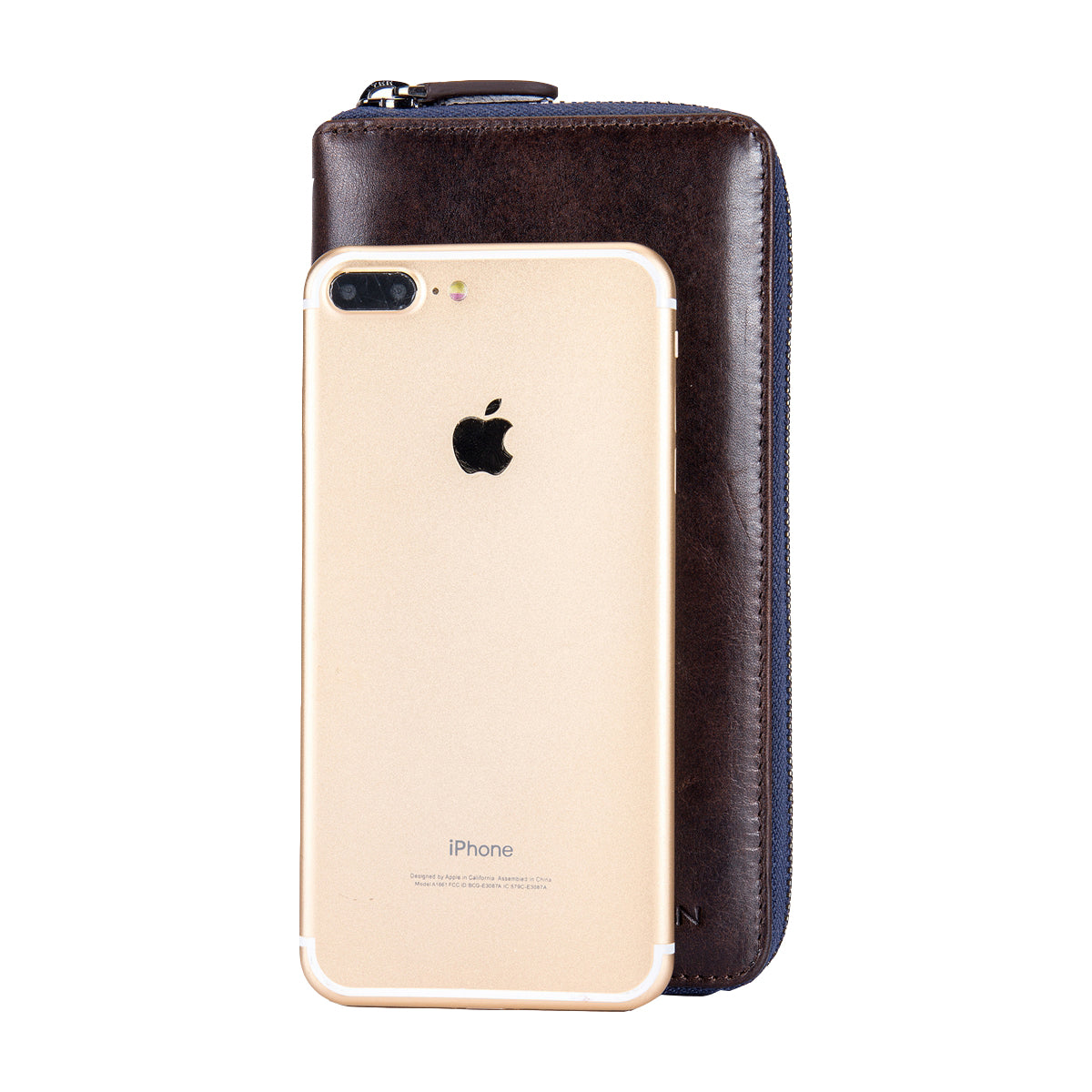 EnzoDesign Brown Leather Zip Around Wallet