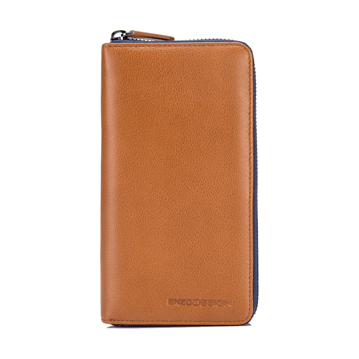 Tan Leather Zip Around Wallet