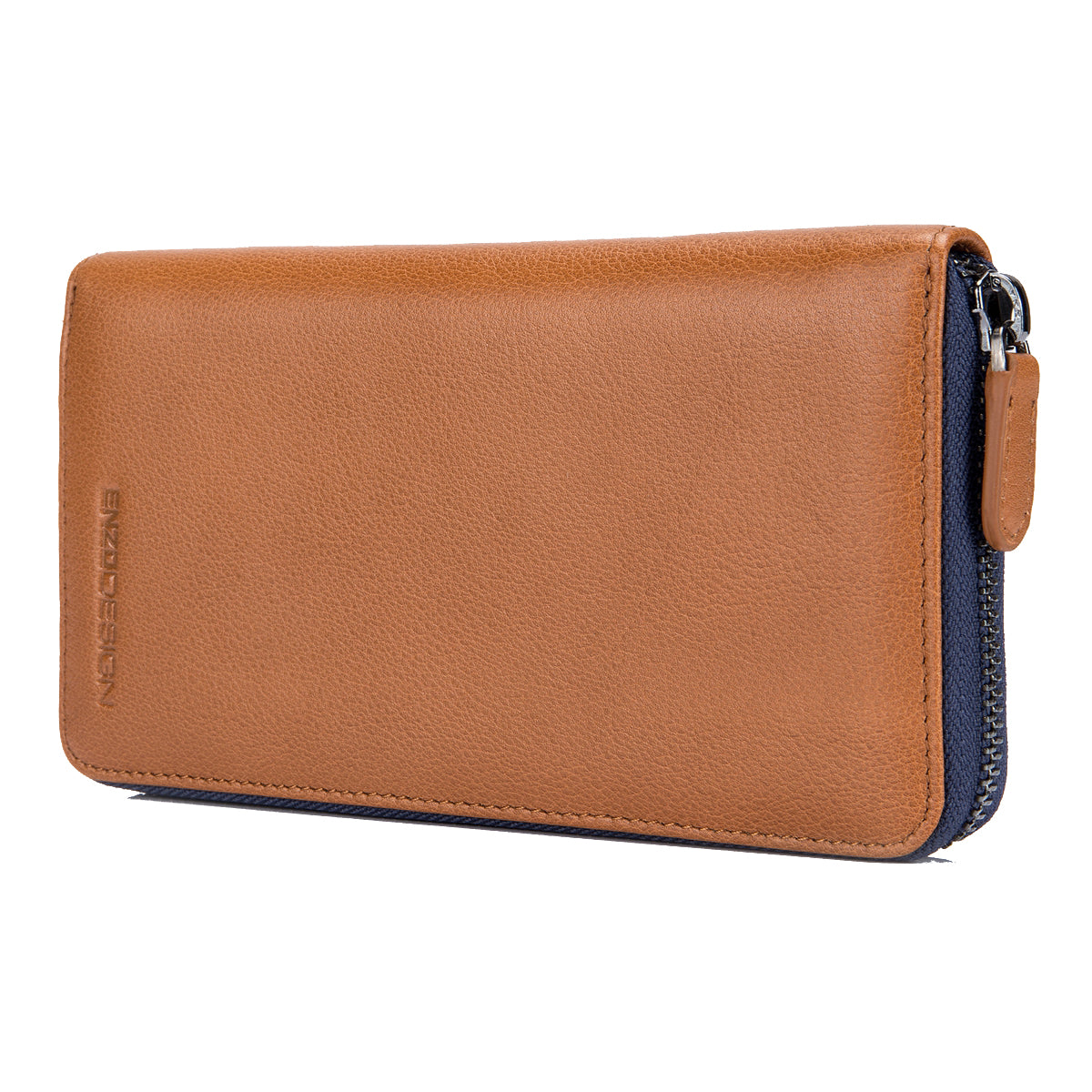 Tan Leather Zip Around Wallet