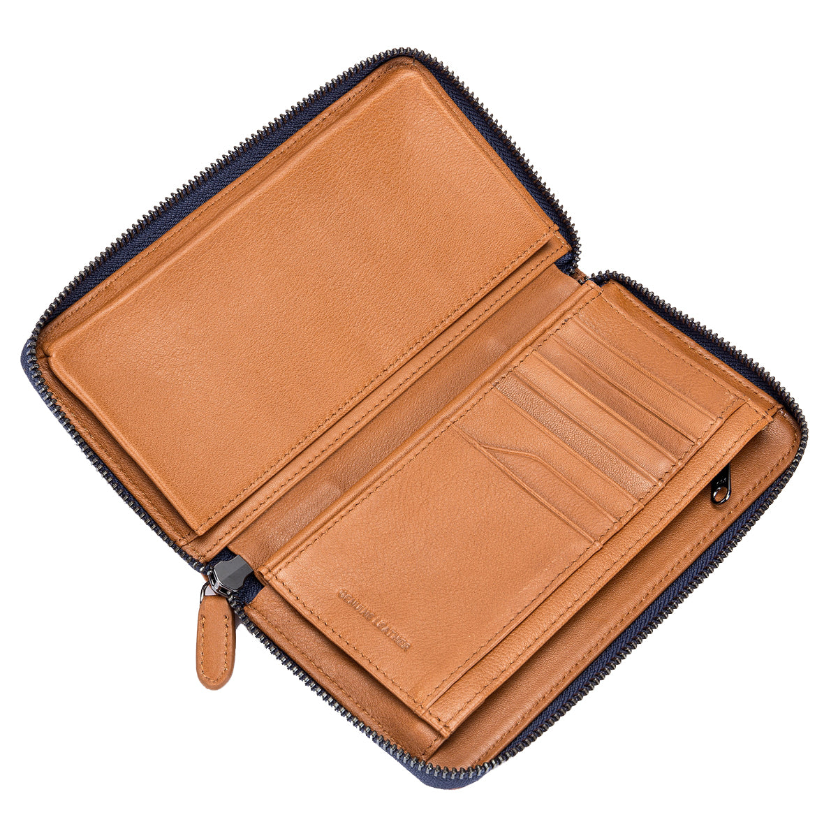Tan Leather Zip Around Wallet