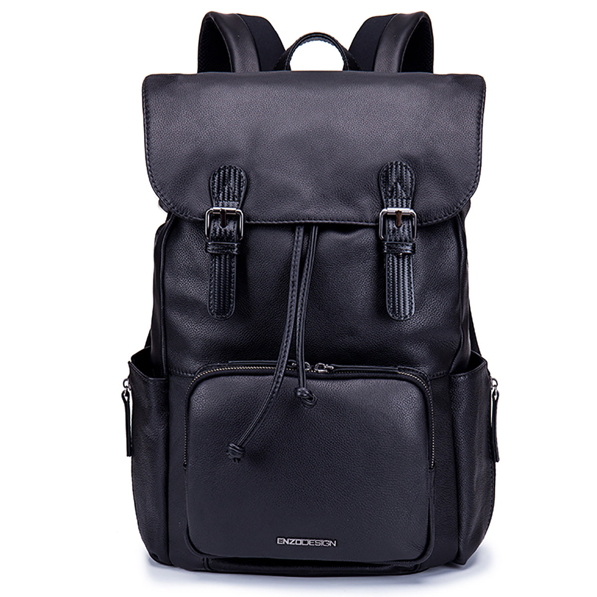 EnzoDesign Cow Nappa Leather Wallet Multi Pockets 15" Laptop Backpack