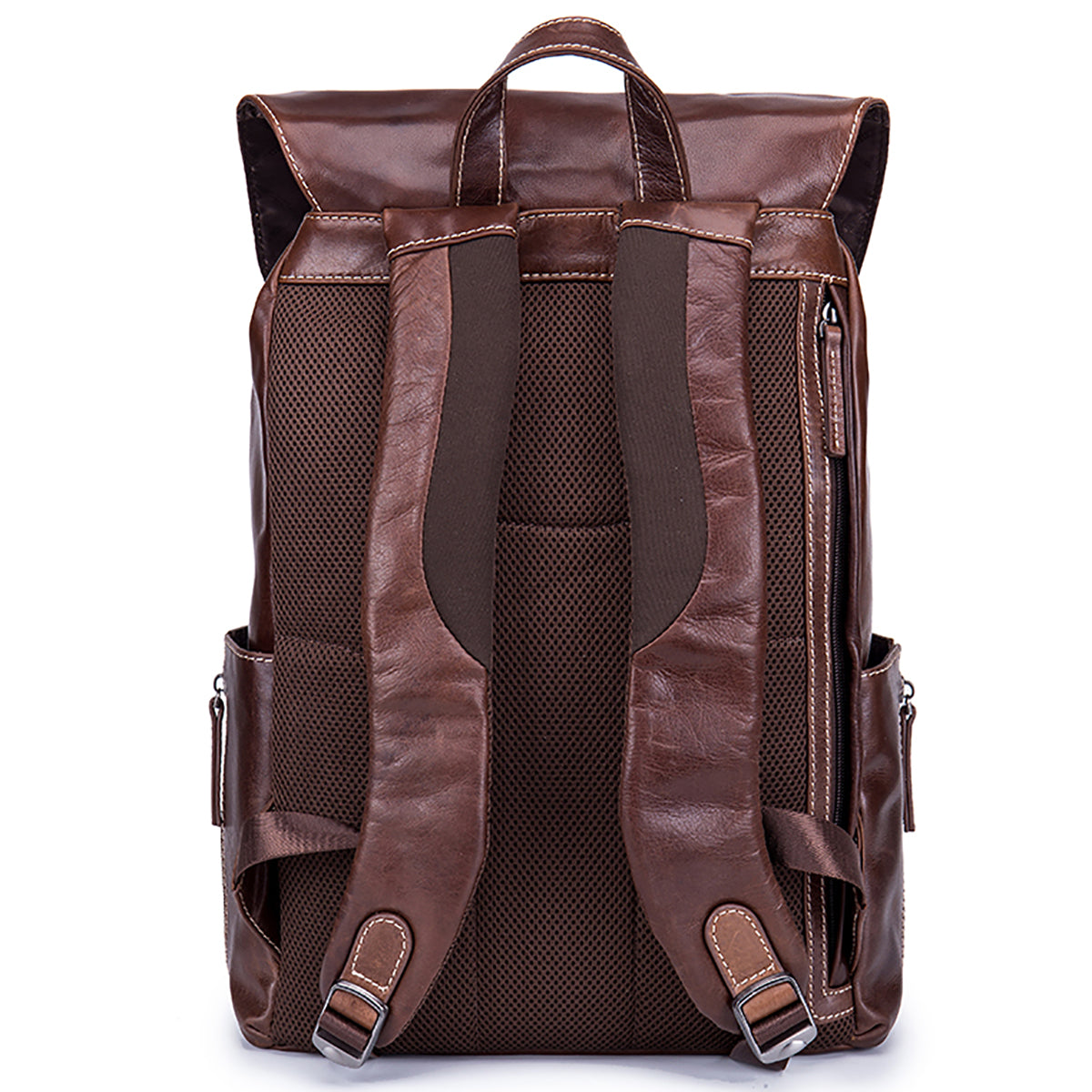 EnzoDesign Cow Nappa Leather Wallet Multi Pockets 15" Laptop Backpack