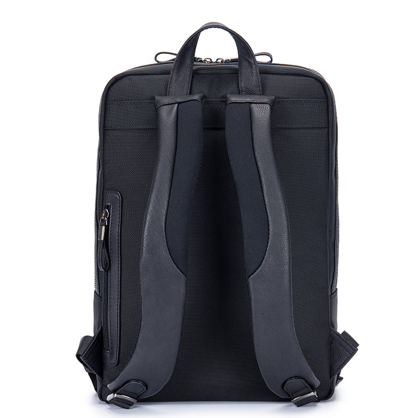 EnzoDesign Light Weight Cow Nappa Leather With Ballistic Nylon Trim 15" Laptop Business Backpack