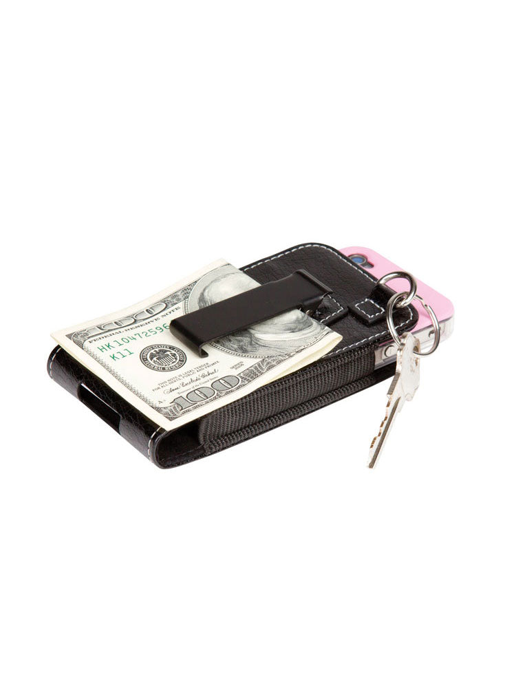 LEATHER PHONE CASE W. KEY CHAIN AND MONEY CLIP
