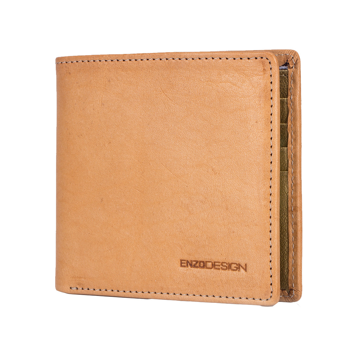 EnzoDesign Tan / Gold Cowhide Leather Wallet