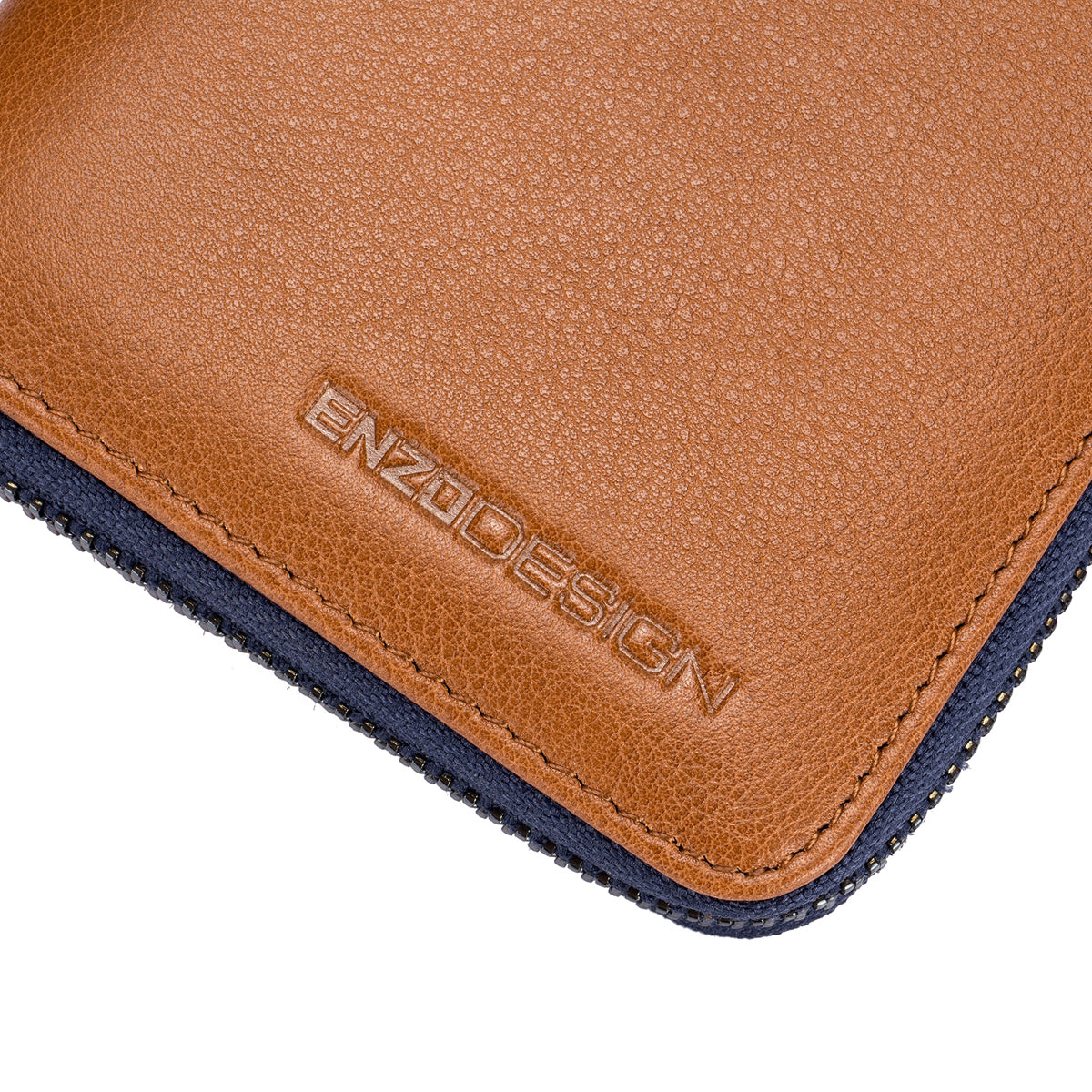 Tan Leather Zip Around Wallet